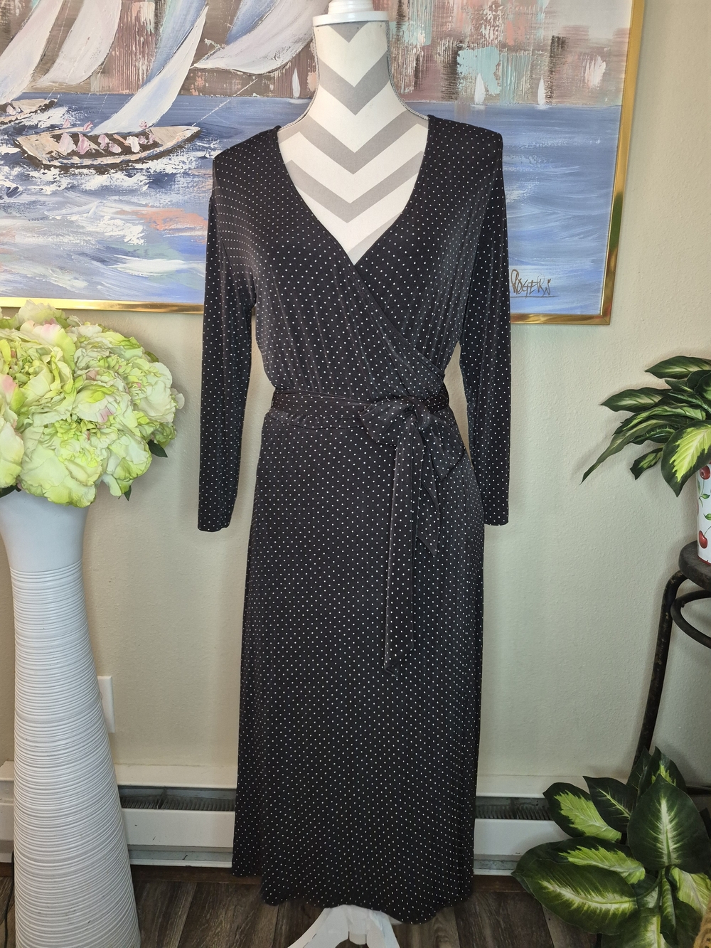 Chico's Black Polka Dot Wrap Dress